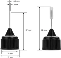 5 Plastikflaschen 10 ml aus LDPE, G14, Tropfverschluss mit Nadelkappe, schwarz