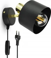 LUXOLAR - LED Wandlampe mit Schalter Schwarz Gold E27 60 W - Wandleuchte Innen Schwenkbar für Wohnzimmer, Küchen - Wandbeleuchtung, Klassisches Design