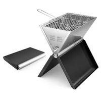 Holzkohlegrill K-BB338 Campinggrill Edelstahl Tragbar Klappgrill faltbarem Tischgrill BBQ Grill Faltgröße: 36 x 26 x 4,5 cm