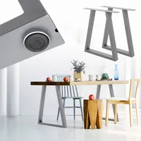 ECD Germany 2x Tischbeine Trapez Design, 60x72 cm, Grau, pulverbeschichtete Stahl, Industriedesign, Metall Tischgestell für Esstisch Schreibtisch