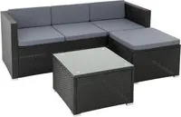 Rattan Lounge Sitzgruppe Gartenmöbel Set Sofa Couch 3-Sitzer schwarz Rattanmöbel
