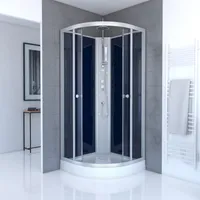 Dusche Komplett MARWELL Komplettdusche Fertigdusche Night Blue 85 x 85 x 225 cm - Runddusche mit Fronteinstieg - Duschkabine mit hochwertigen Aluminiumprofilen - Einstiegshöhe 15 cm