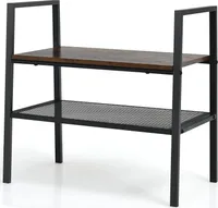 GOPLUS Lagerregal, Standregal mit 2 Ebenen, Offene Regale, Rahmen aus Eisenrohr, Industrieller Stil, Küchenregal Schuhregal, Bücherregal für Wohnzimmer, Arbeitszimmer & Schlafzimmer