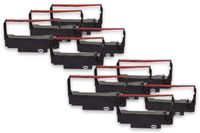 vhbw 10x Farbband Schriftband kompatibel mit Sharp ER 3210 Nadeldrucker, Bondrucker - Schwarz, Rot