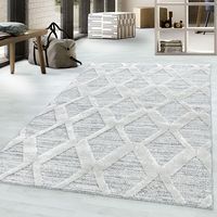 3-D Liniale Kurzflor modern Teppich meliert wohnzimmerteppich Soft CREME 