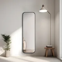 Lustro stojące Heilmetz pełnowymiarowe lustro podłogowe 120x37cm uchylne i montowane na ścianie z czarną metalową ramą