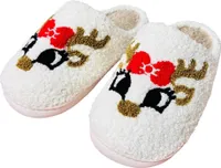 ASKSA Weihnachten Rentier Hausschuhe Winter Pluesch Pantoffeln Hausschuhe Warme Slippers, Fuchs, Groesse: 36-37