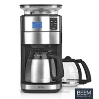 BEEM FRESH-AROMA-PERFECT II Filterkaffeemaschine mit Mahlwerk - Duo | BASIC SELECTION | Edelstahl | Glaskanne & Isolierkanne | 24h-Timer | 1000 W