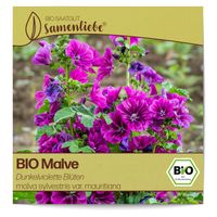 Samenliebe BIO Malve Samen alte Sorte Dunkelviolette Blüten 100 Samen samenfestes Blumen Saatgut für Garten und Balkon BIO Blumensamen