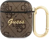 Guess 4G Script Metal Collection- puzdro na slúchadlá AirPods 1/2 gen (hnedé)