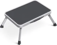 Tritthocker, Trittstuhl, Klapphocker, zusammenklappbar, einstufige Leiter mit Rutschfester Gummimatte, Leichter Stahl, für bis zu 150 kg