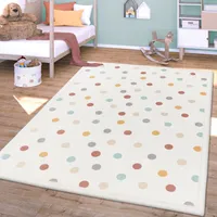 TT Home Waschbarer Teppich Krabbelmatte Babyzimmer Kinder Rutschfest Flauschig Punkte Größe 140x200 cm