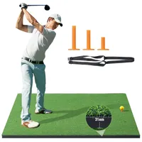VEVOR golfová odpalová podložka, golfová cvičná rohož 152 x 152 cm, zahustená golfová odpalová tréningová pomôcka s 3 gumovými odpalmi, golfová cvičná odpalová podložka na dvore, tréning v interiéri a exteriéri