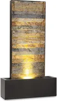 blumfeldt Raincastle Gartenbrunnen für drinnen und draußen Allround Edition - stetiger Wasserumlauf, extralanges 10 m Netzkabel, 12 LEDs, 8 W Pumpe, Schutzart: IPX8, 10 kg, graphitgrau