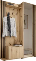 MOEBLO Kompaktgarderobe JOHN – Dielenschrank Wandschrank Regal für Diele & Flur Kleiderschrank Schuhschrank mit Spiegel Flurgarderobe Schrank (BxHxT): 131x192x40 cm - JOHN (Artisan + Schwarz)