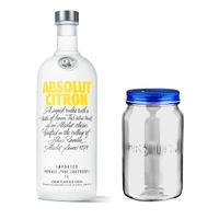 Absolut Vodka Citron Set mit Absolut Jar, Wodka, Schnaps, Spirituose, Alkohol, Alkoholgetränk, Flasche, 40 %, 1 L