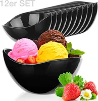 Snackschüssel Glasschälchen Müslischüssel Set 12 Teilig schwarz aus Glas Chipsschüssel Salatschalen