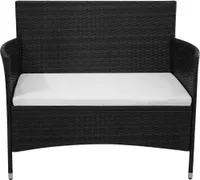 vidaXL Gartenbank 90 cm Poly Rattan Schwarz