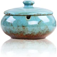 Aschenbecher mit Deckel für Draußen,Keramik,Handgemachte,Blue
