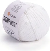 YarnArt Symphony 2101 – Premium Strickgarn in Weiß, seidig weich und glänzend – Ideal für elegante Kleidung und Accessoires, 50g
