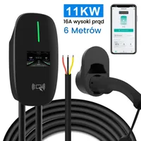 Stacja ładowania Junsun 11kW Wallbox Ładowarka EV do samochodów elektrycznych PHEV/BEV typ 2 3-fazowy kabel ładowania 16A 6 metrów 400V Z APP RFID