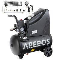 AREBOS 8bar Druckluft Kompressor ölfrei 24L 1100W inkl. 13-Teile Druckluft-Set - direkt vom Hersteller