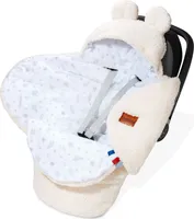 Bellochi Universal Baby Einschlagdecke für Babyschale und Autositz Kinderwagendecke Fußsäck z.B. passend für Maxi-Cosi, Römer, Cybex - Teddybär beige