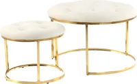 Hocker Dido 100 2er-Set Elfenbein / Gold