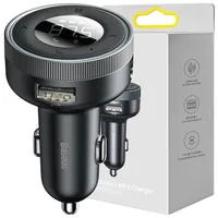 Baseus Enjoy FM Transmitter Ładowarka samochodowa LED 2x USB / 3.5mm jack bezprzewodowy odtwarzacz MP3 Bluetooth 5.0 3.4A czarny (CCLH-01)