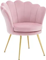WOLTU Sessel, Armlehnensessel Blumenform, Relaxsessel, Samtbezug Metallbeinen, Rosa+Gold
