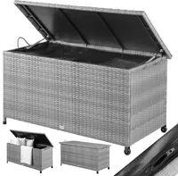 CASARIA® Gartenbox Auflagenbox mit Rollen 420L Stauraum UV-beständig Handgriffe Gasdruckfeder Wetterfest 122x56cm Garten Balkon Aufbewahrungsbox Grau