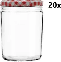 Einmachglas 440 ml LUNCH klar/transparent 20 Stück INKLUSIVE KARIERT ROTEN DECKELN, Stückzahl in der Packung: 20