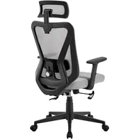 Yaheetech Bürostuhl Ergonomisch, Schreibtischstuhl mit Verstellbarer Kopfstütze, Armlehnen, Lendenwirbelstütze, Höhenverstellbar, Chefsessel aus Mesh, Drehstuhl Wippfunktion, Rückenschonend Hellgrau