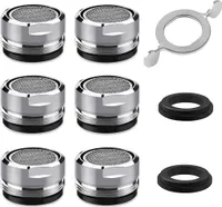 Strahlregler M24, 6 Stück Wasserhahn Sieb Perlator Einsatz Perlatoren für Wasserhähne mit Edelstahl- und ABS-Filter inkl. 8 Dichtung und 1 Verchromten Perlator Schlüssel, für Wasserhähne,