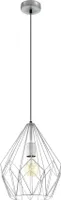 EGLO Pendellampe Carlton, 1 flammige Vintage Pendelleuchte, Retro Hängelampe aus Stahl, Farbe: Silber, Fassung: E27
