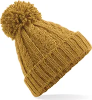 Beechfield B480 | Damenmütze Cable Knit Melange Beanie - Farbe: Mustard - Größe: One Size