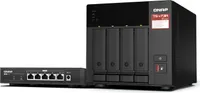 Zestaw Qnap TS-473A-SW5T (TS-473A-8G + switch QSW-1105-5T 5x2.5GbE), Tower, 3.5" SATA, AMD Ryzen V1500B 4C/8T, 8GB DDR4 (Max. 64GB), 2 x 2.5GbE, optio