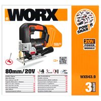 Worx WX543.9 Akku-Pendelhub-Stichsäge Solo  ohe Akku+Ladegerät  LED 20V