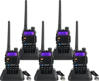 Retevis RT5R Walkie Talkie Dualband, Ham Amateure mit Großer Reichweite, 2m / 70cm USB-Laderadio, Tragbares FM-Radio, 128-Kanal Amateurfunk für Schule,Transport, Sicherheit(Schwarz, 5 Stück)