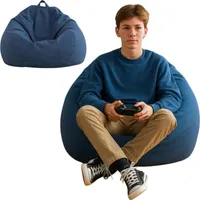 AD.CON Sitzsack mit EPS-Perlen Füllung Puff Relax-Sessel Sitzkissen Bodenkissen Bean Bag 80x90x50cm 185L Marineblau