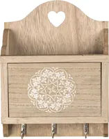 Naturfarbener Holz-Schlüsselkasten mit 3 Haken &