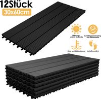 6 Stück WPC Terrassenfliesen Fliese 30x60cm Holzfliese Kunststoff Anthrazit 1qm 