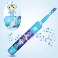 Elektrische Zahnbürsten, Kinderzahnbürste, 3er Set Kinder-schallzahnbürste 2 Bürstenköpfe, Timing, mit 4 Musikstücke, 3 Modi, Wasserdicht, Rosa, Blau