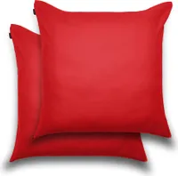 Brielle 2er Set 100% Baumwolle Biber Kissenbezüge mit verdecktem Reißverschluss 80 x 80 Rot