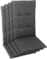 GO-DE Textil, Sesselauflage Hochlehner, 4er Set, Farbe: grau, Maße: 118 cm x 48 cm x 5 cm, Rueckenhoehe: 70 cm