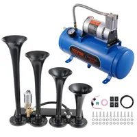 VEVOR 190 W Zughupen-Set, 4 Trompeten-Lufthupen-Set, 150 dB Zughupen für Pickup-Trucks, 12 V 90-120 psi Luftkompressor, 6 L Tank mit Manometer für jedes 12 V Fahrzeug, Auto, LKW, Zug, Van, Boot usw.