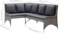 vidaXL Garten-Ecksofas 2 Stk. Poly Rattan Grau
