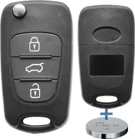 Klapp Schlüssel Gehäuse Funkschlüssel Fernbedienung Autoschlüssel Rohling + Batterie kompatibel mit Hyundai/Kia