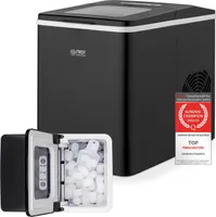 TZS First Austria Eiswürfelmaschine Edelstahl, 9 Würfel in 7-9 Minuten, Eiswürfelbereiter, 150W, Ice Cube Maker, 1,8 L Wassertank, LED Bedienpanel, Würfel S/L, 12 kg 24 Std, Eismaschine, Schwarz