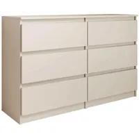 BEAUTYSOFA Moderní komoda LINDA 6S - 120 cm příborník se 6 zásuvkami a bezúchytkovými čely (kašmír)